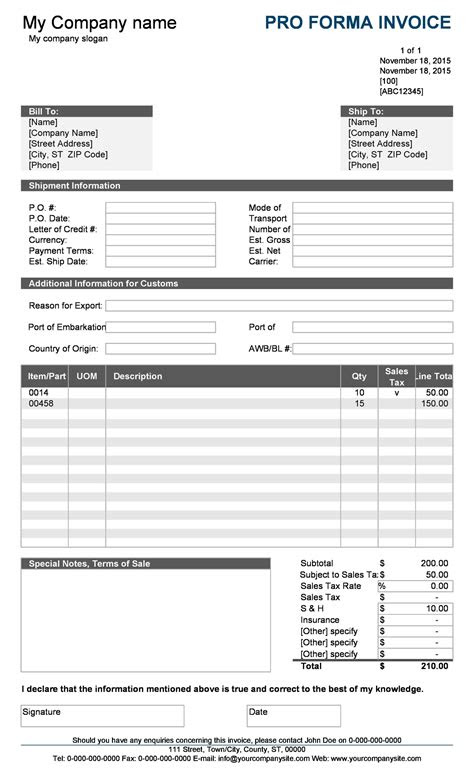  30 free proforma invoice templates excel word pdf templatearchive