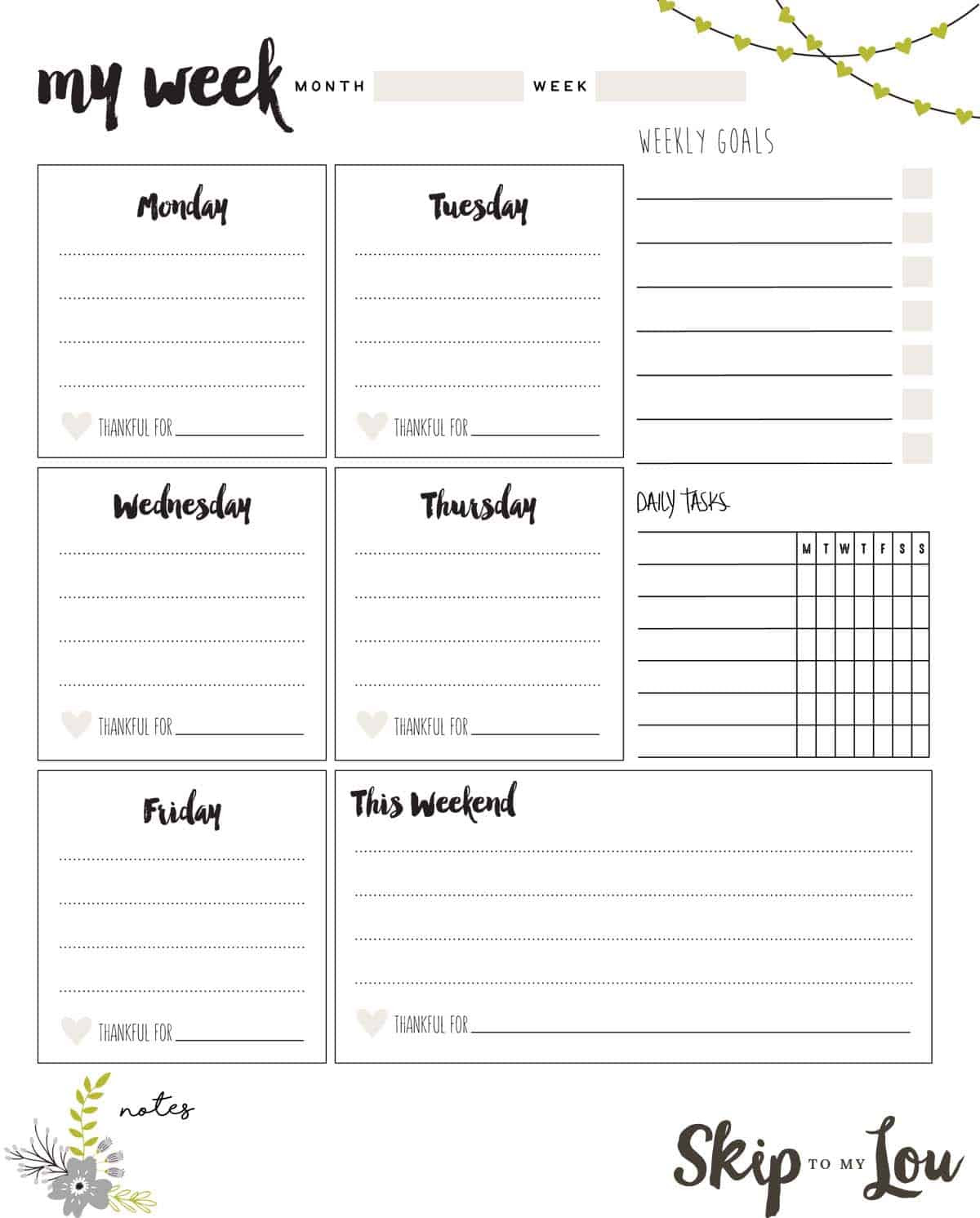 printable weekly planner skip to my lou