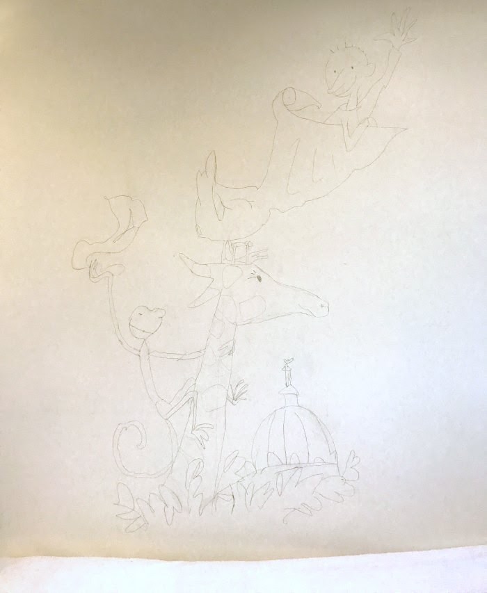 Pencil sketch of wall mural
