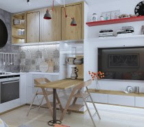 Notice anything different? The dining table folds up and down for convenience.