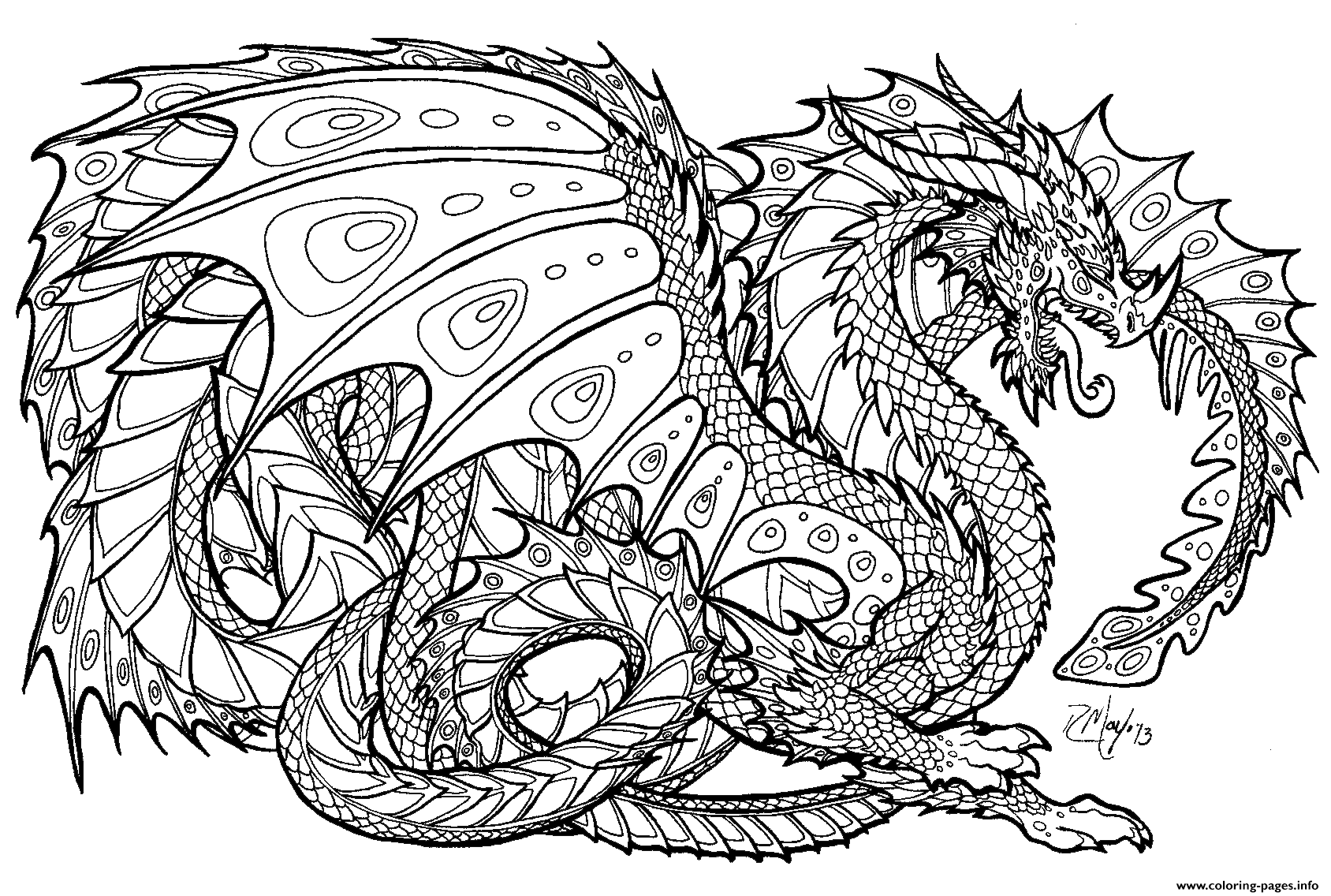 Realistic Dragon Chinese Dragon Coloring Pages Printable