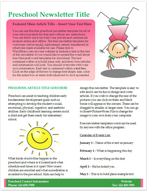 Free Preschool Newsletter Template Worddraw Com