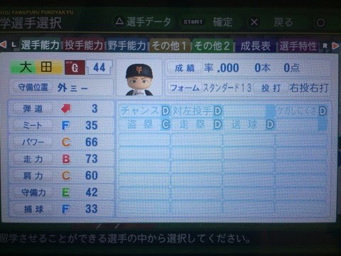 アフリカ留学効果 野手 パワプロ２０１４ペナント