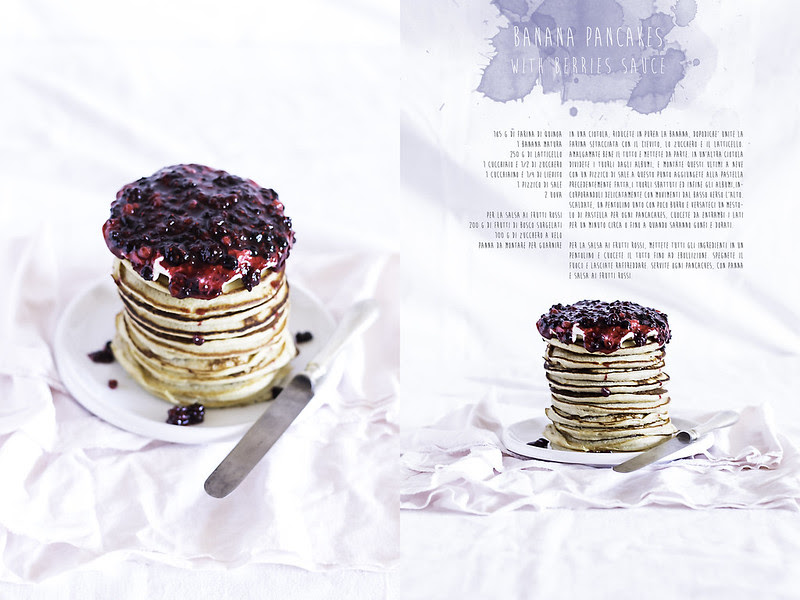 Banana Pancakes with berries sauce