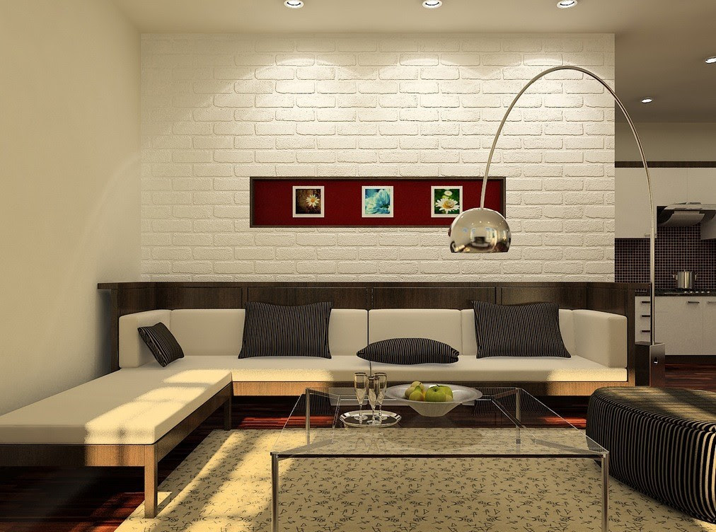 White Brick Wall Living Room 1012 x 752