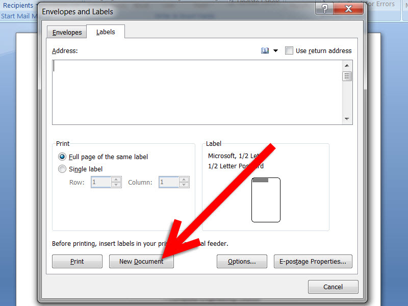 How to Create and Print Labels for a Single Item or Address in Microsoft Word