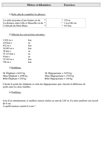 M tres et kilom tres Ce2 Exercices m km Pass M tres et kilom tres Ce2 Exercices m km Pass