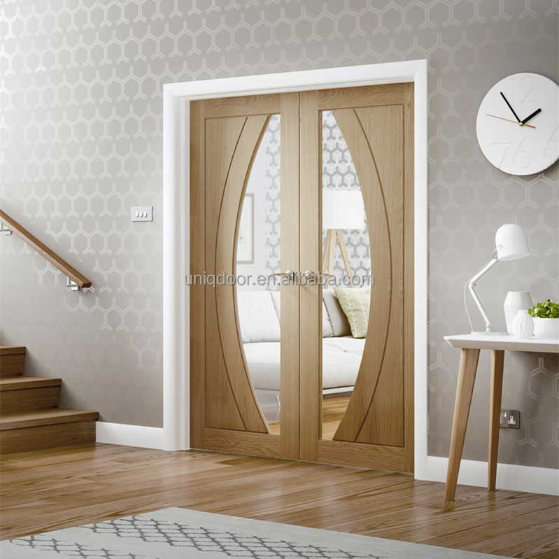 Uniqdoor Living Room French Door Oak Wood Veneer Entry Door Clear Glass Inserts Design Buy Entry Door Glass Inserts French Door Glass Insert Product On Alibaba Com