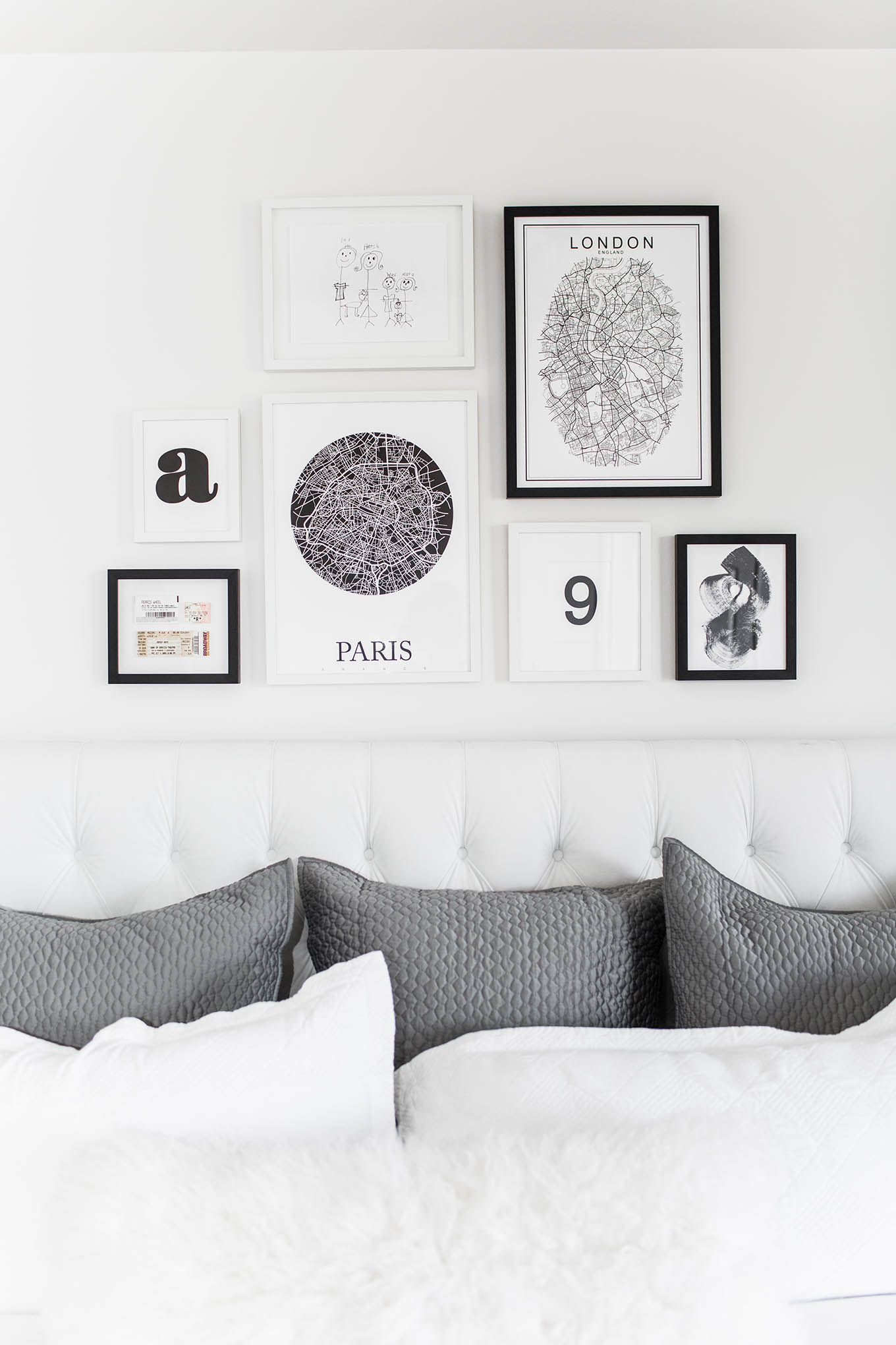 bedroom gallery wall