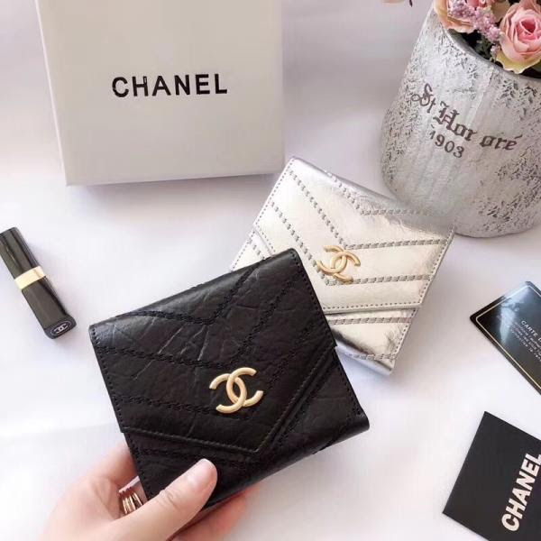 シャネル 財布 三つ折り 小銭入れ カード収納レザー結婚式財布chanel