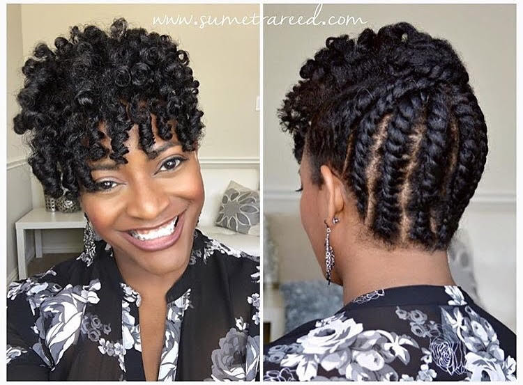 Image of Twisted updo curly hair