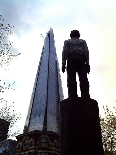 The Shard building and Couple Statue, London Bridge Station, April 2012