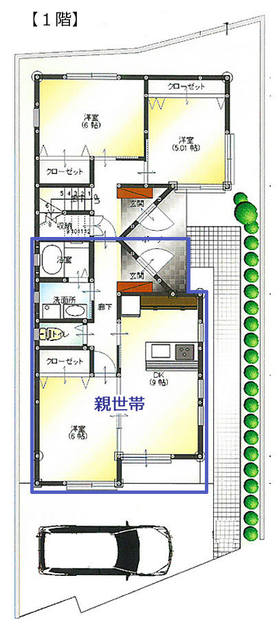 ２２坪 ２階建て完全分離型二世帯住宅 室内からも行き来が出来る間取り 横浜の狭小住宅 二世帯住宅 注文住宅の間取りは中鉢建設