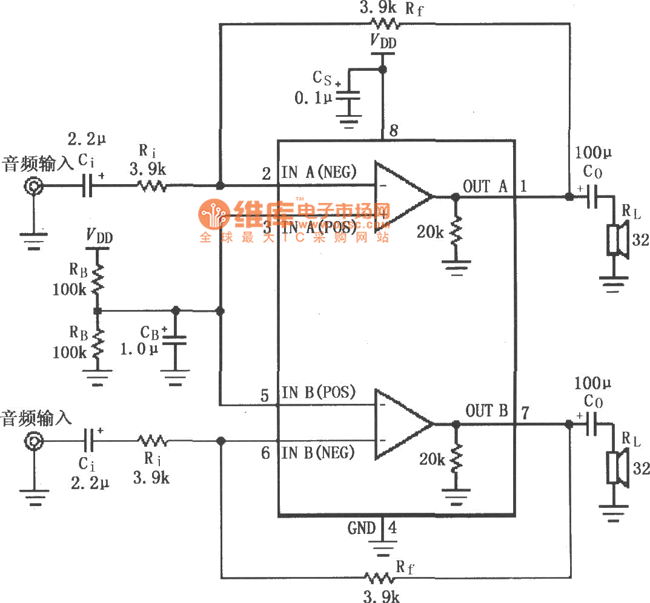 Lm4808 Typical Circuit Diagram For Two Channel Headphone Amplifier Audio Circuit Circuit Diagram Seekic Com