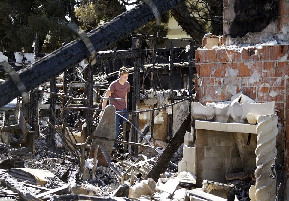 Sructures were destroyed and 7,500 acres burned in a fire that is now 25 percent contained. In northern California, at least 15 people have died and over 75,000 acres have been scored by more than a dozen fires and California Governor Jerry Brown has declared a state of emergency in several northern California counties