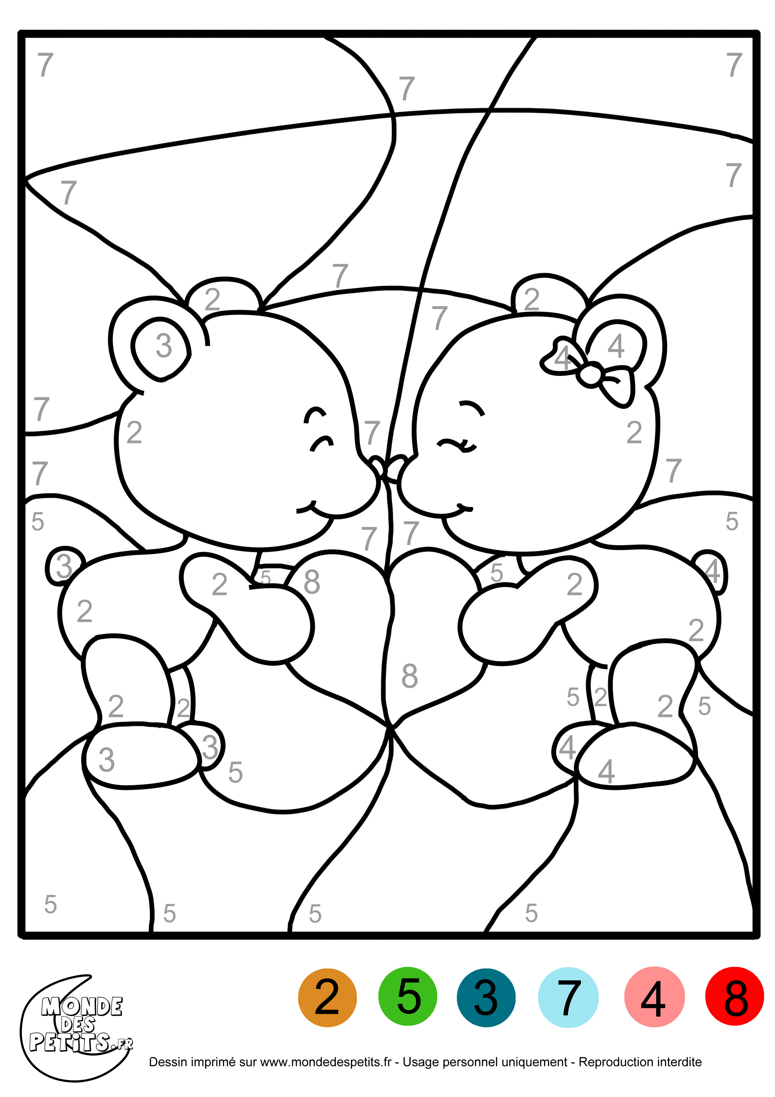 Coloriage magique pour les enfants avec des chiffres