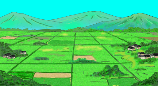 農業 農機のイラスト 田園風景 田園地帯 水田 田圃 田畑 農業地 農地 農村 田舎