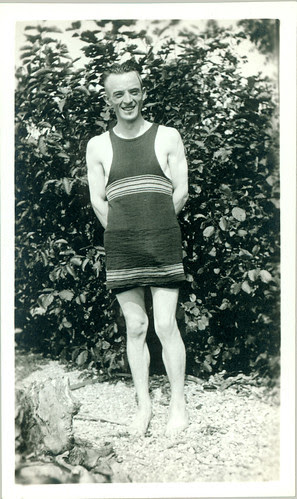 old bathing garb man on beach