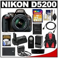 Nikon D5200 Digital SLR Camera & 18-55mm G VR DX AF-S Zoom Lens with 32GB Card + Backpack + Grip + Battery & Charger + Remote + HDMI Cable + Filters Kit