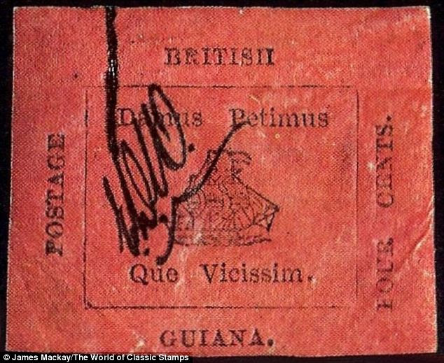 The 1c Magenta was part of an emergency shipment commissioned by the country's postmaster when a delivery from England was delayed. This range also included the 4c Magenta, pictured, and the 4c Blue, and all the stamps were printed by the local Royal Gazette newspaper
