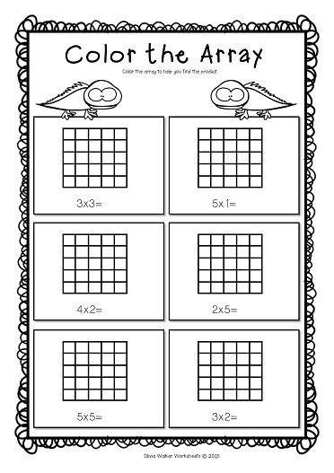 Webprintable multiplication with arrays worksheets for 2nd graders aligned with common core standards. math array worksheets