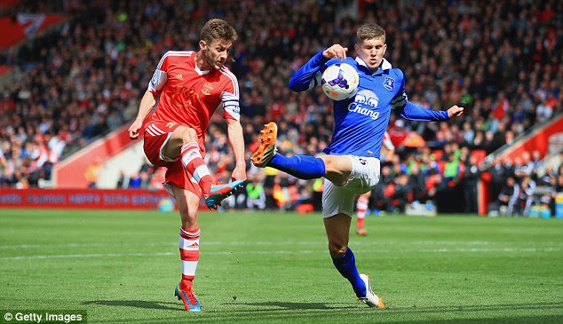 Outside bet: Southampton captain Adam Lallana has had a superb season in behind the striker