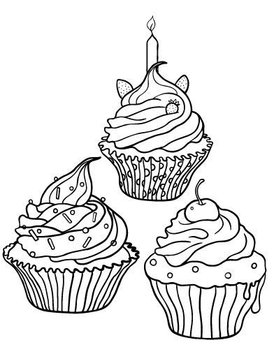 Coloring Pages Printable Cupcake