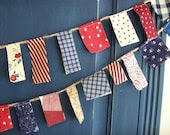 Patriotic Scrappy Banner/ 4th of July  Banner  / Party Garland/ Photo Prop in Vintage Red, White and Blue