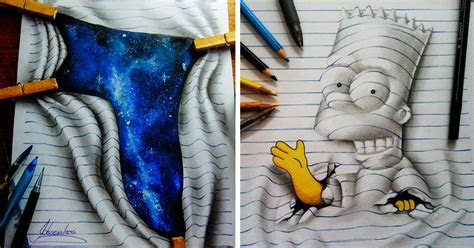 year  artist draws amazing  optical illusions