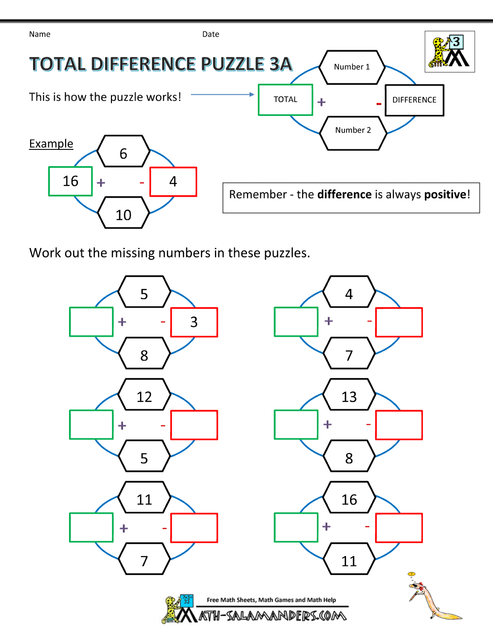 Math Puzzle Worksheets 3rd Grade