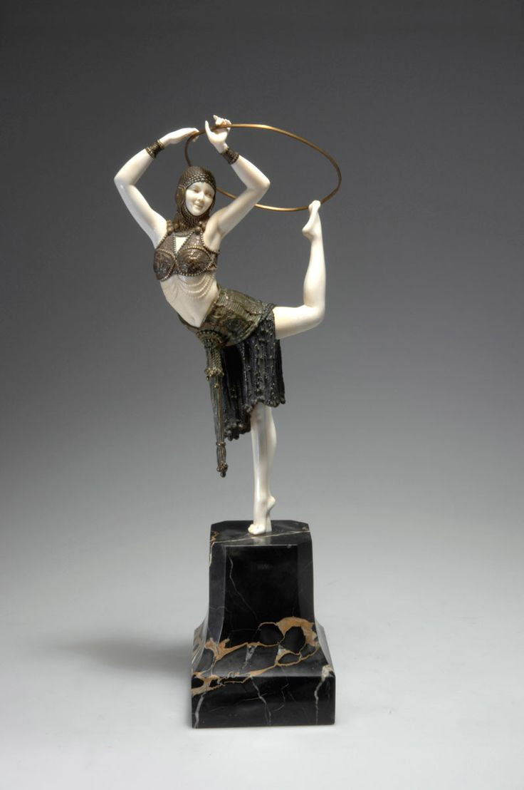 Demètre H. Chiparus (Romanian 1886 - 1947), Paris, Sculpture, Cold-painted, Patinated Bronze, Ivory and Onyx Base, 1928.