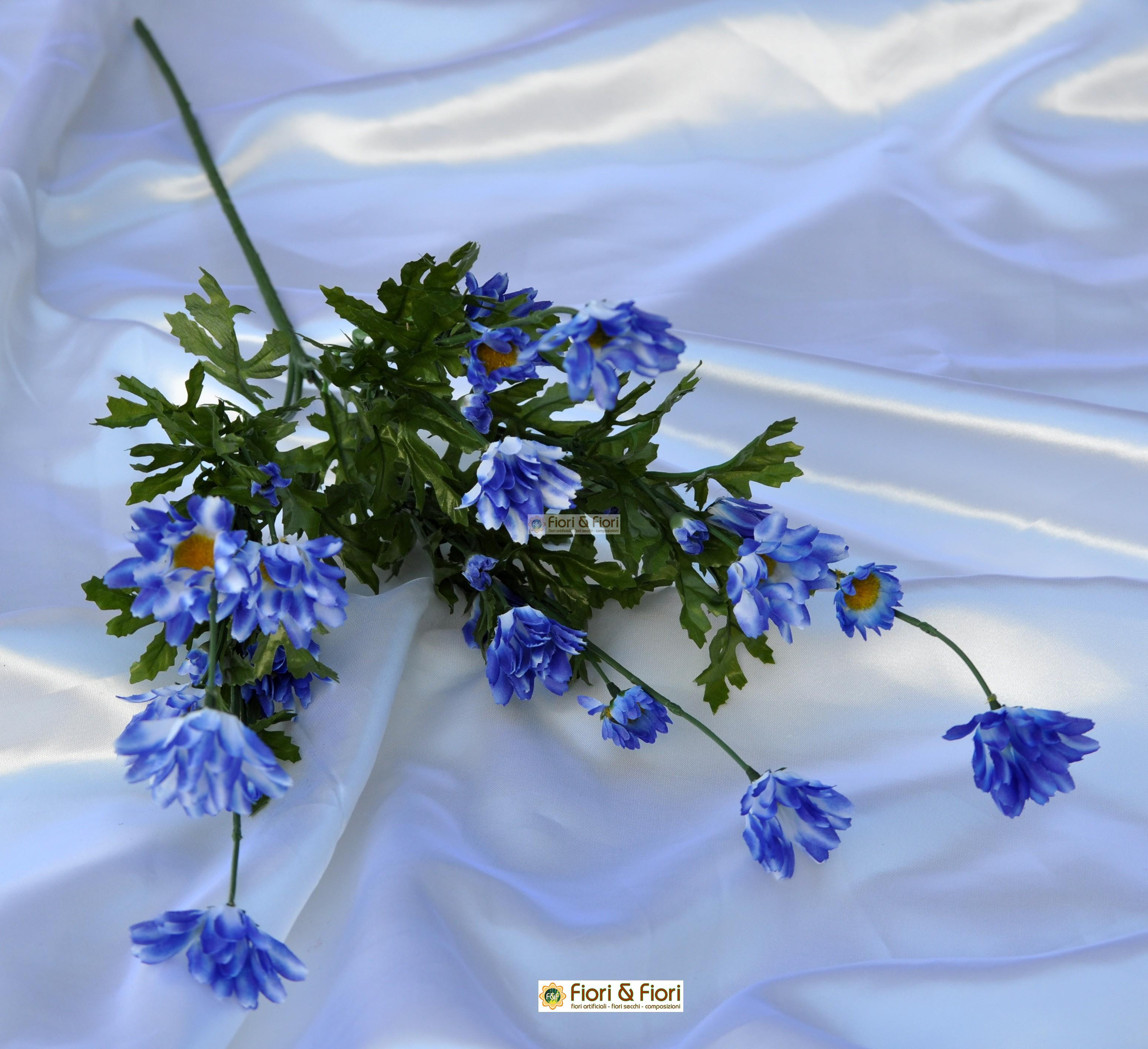 Fiore artificiale Margherita blù in tessuto lavabile