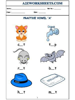  worksheet of class kindergarten vowel a vowels grammar english