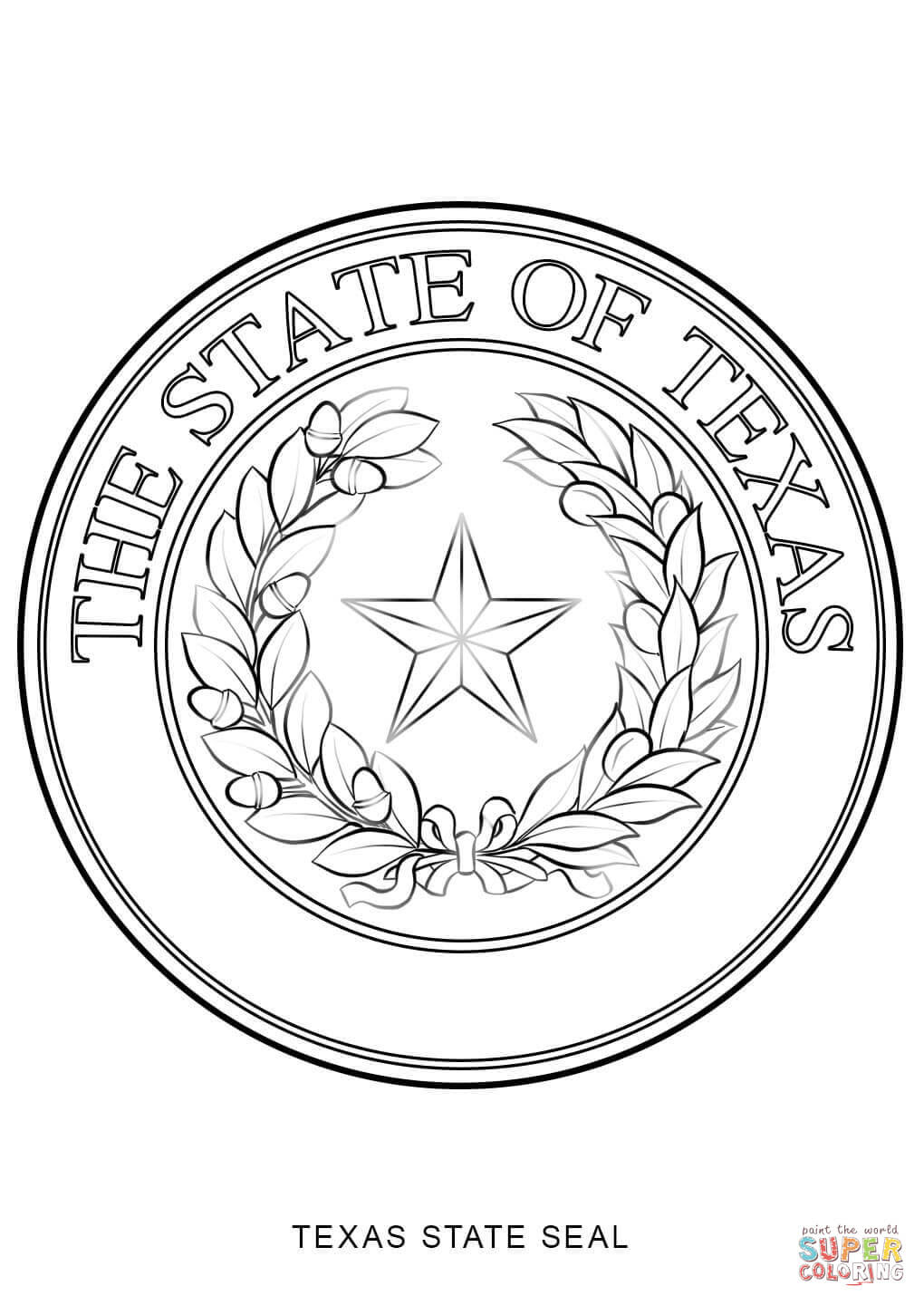 the Texas State Seal coloring pages