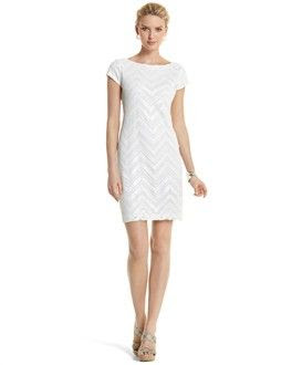 White House Black Market Sequined Geometric Scoop Neck Dress
