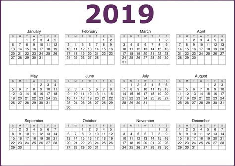  12 month calendar on one page template