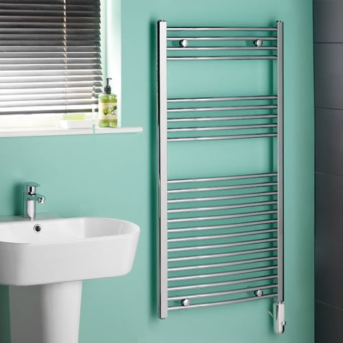 Kudox Chrome Curved Thermostatic Electric Towel Rail 1200mm x 600mm
