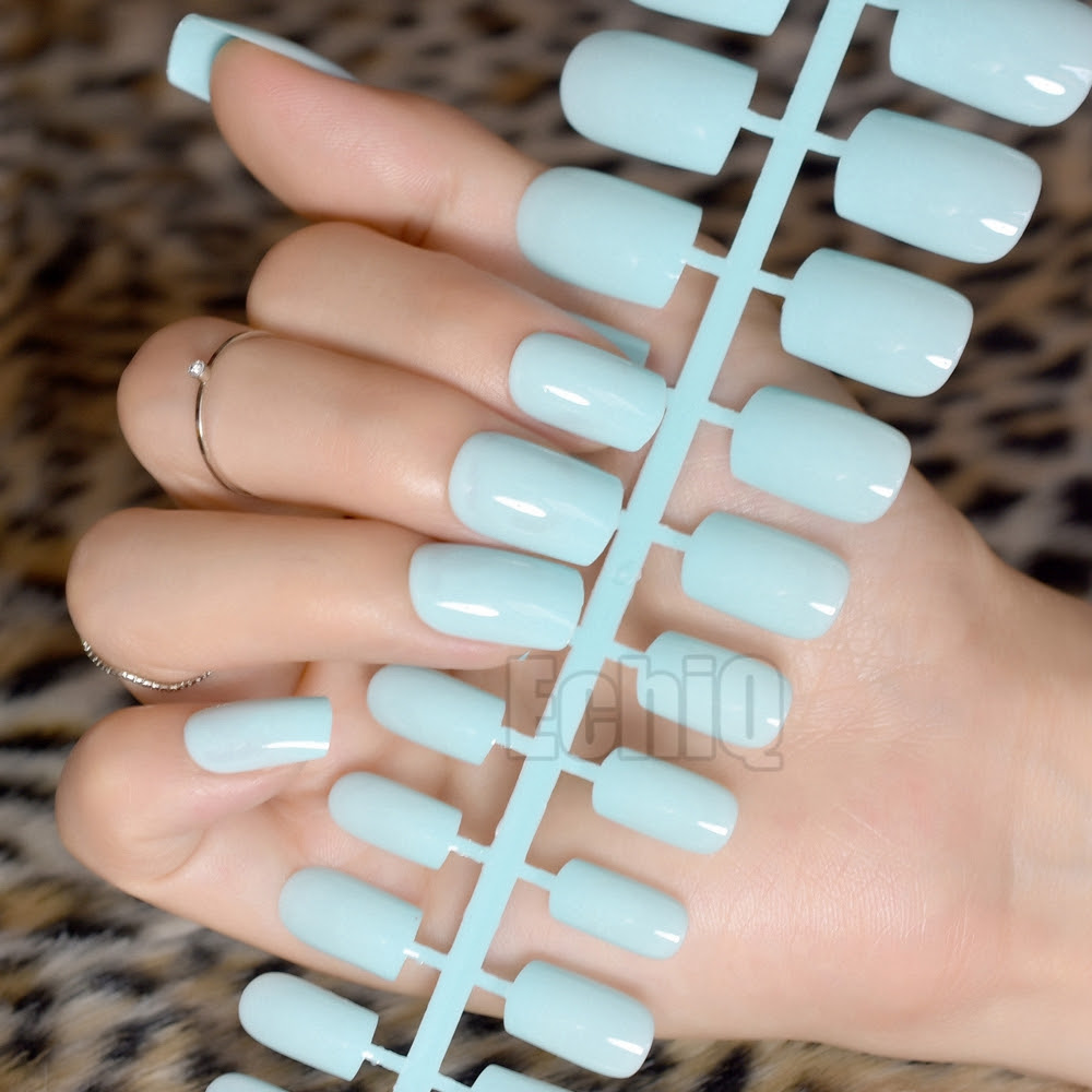 Solid Color Fake Nails Light Green Long Press On Nails Square Diy Manicure Tips 24 Buy Fake Nails Designs Long Nail Designs Hand Nails Artificial Product On Alibaba Com
