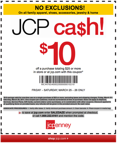 JCPenney $10 off $25 Printable Coupon (Valid today & Saturday ...