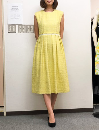 生徒作品no 1229 ２年生コース ファンシーツイードのワンピース Beautiful Fancy Tweed Dress 東京 下北沢西口徒歩15秒の洋裁教室 メゾンドサイカ