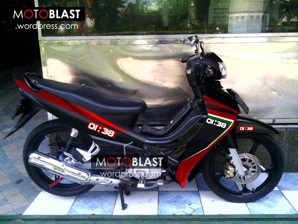 Modif Jupiter Z hitam striping ala Aprilia RSV4  MOTOBLAST