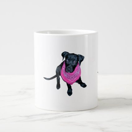 Black Lab Pink Bandana Puppy image Jumbo Mug