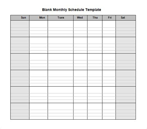  printable monthly work schedule template