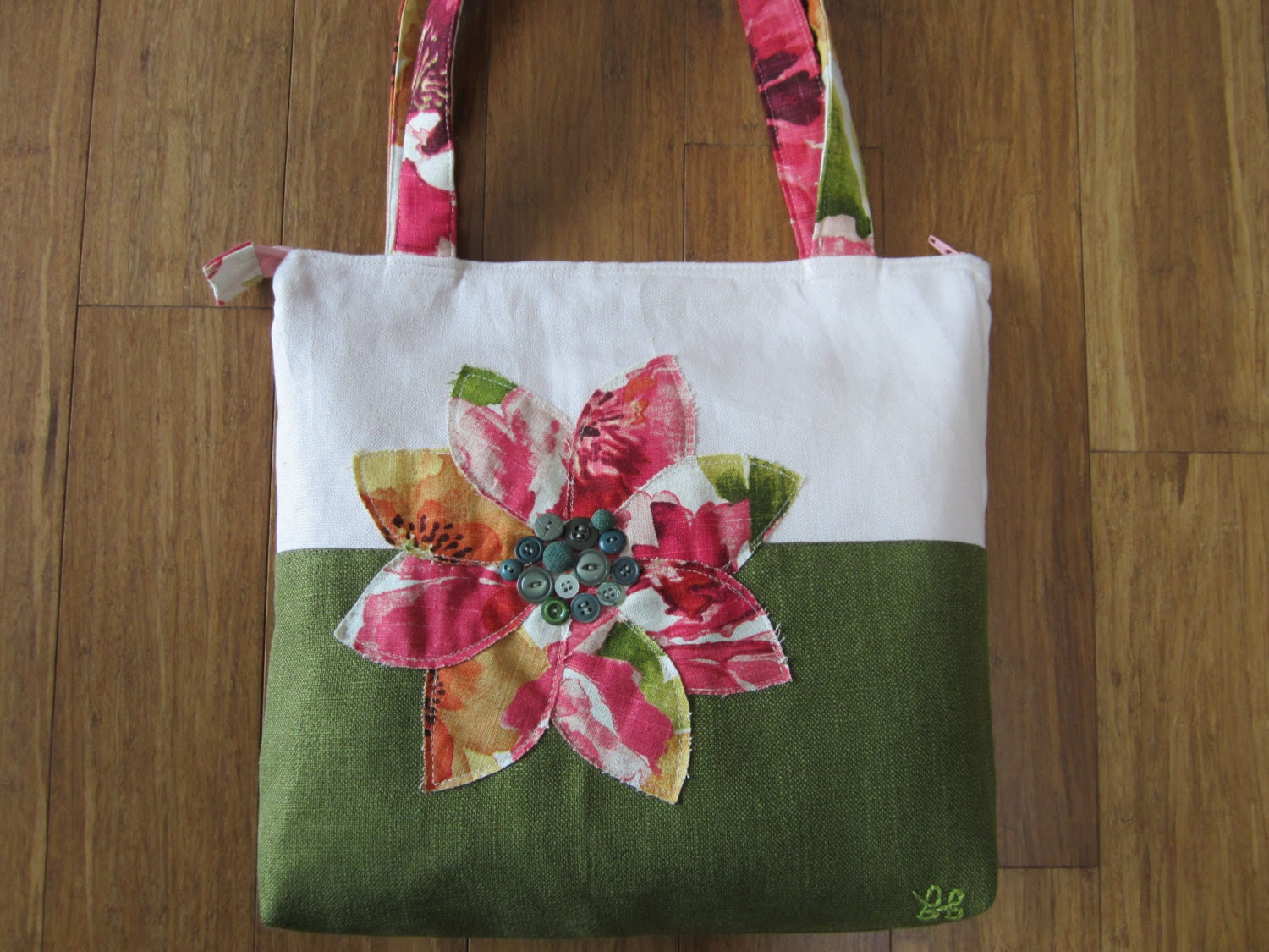 Pink tote purse, Green tote bag, pink handbag, ladies purse, fabric bag, shopping tote, handmade purse, travel bag, womans purse, Tote bag - BerkshireCollections