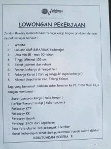Lowongan Kerja Pt Tirta Musi Laju Jordan Bakery Situs Resmi Dinas Tenaga Kerja Dan Transmigrasi Kabupaten Banyuasin