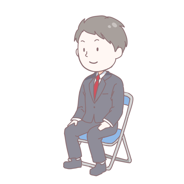黒いスーツを着て座っている成人男性のイラスト かわいいフリー素材が無料のイラストレイン
