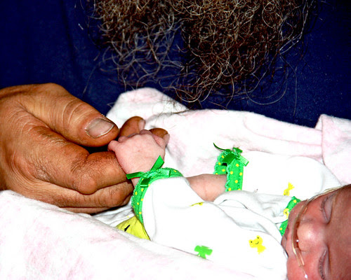Holding Grandpa's hand
