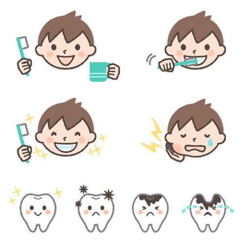 歯磨き 虫歯のイラストセット 男の子ver 可愛い無料イラスト 人物素材 フリーラ