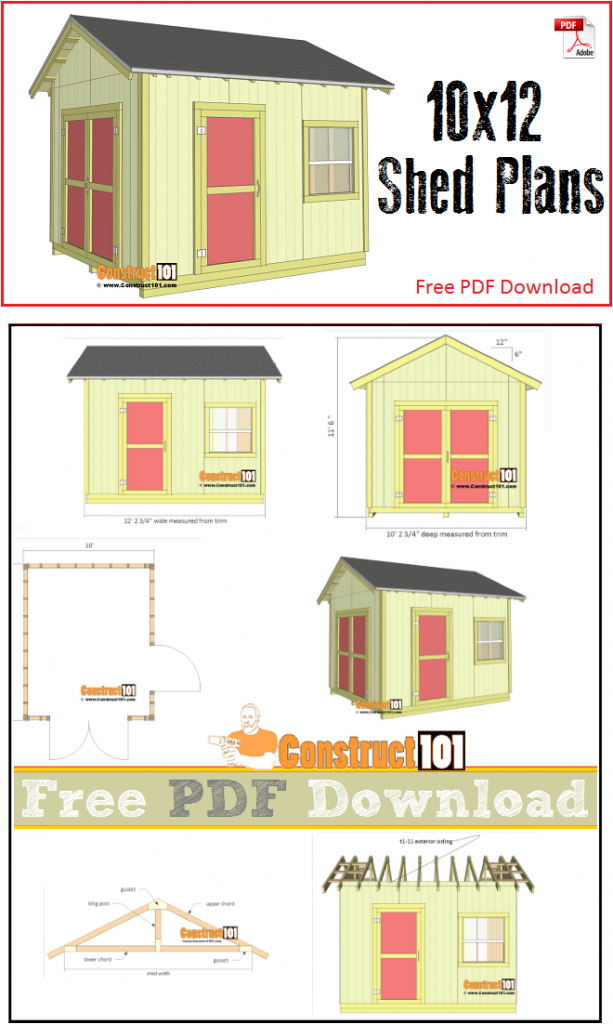 Shed Plans 10x12 Gable Shed - PDF Download - Construct101