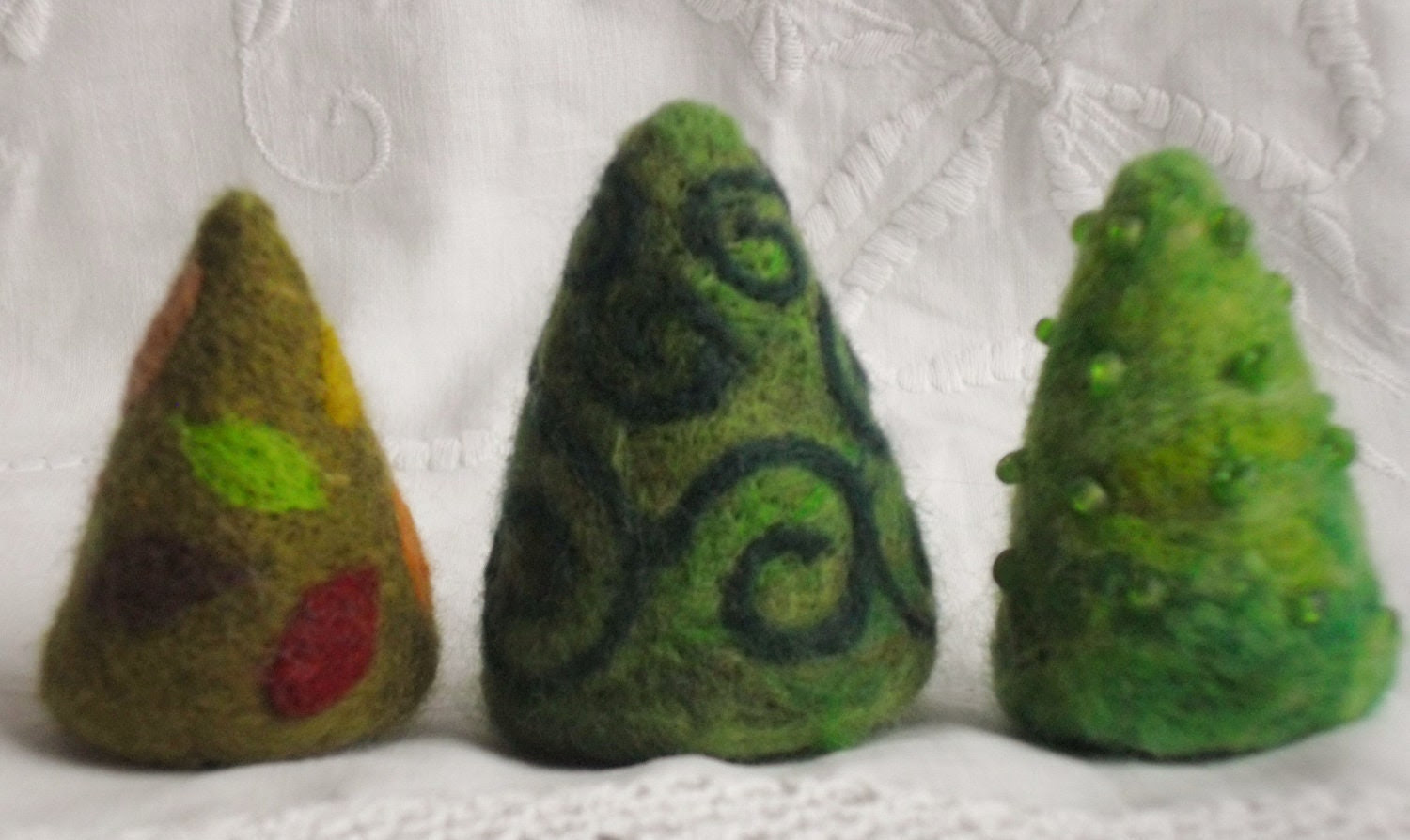 Mini Needle Felted Trees Trio